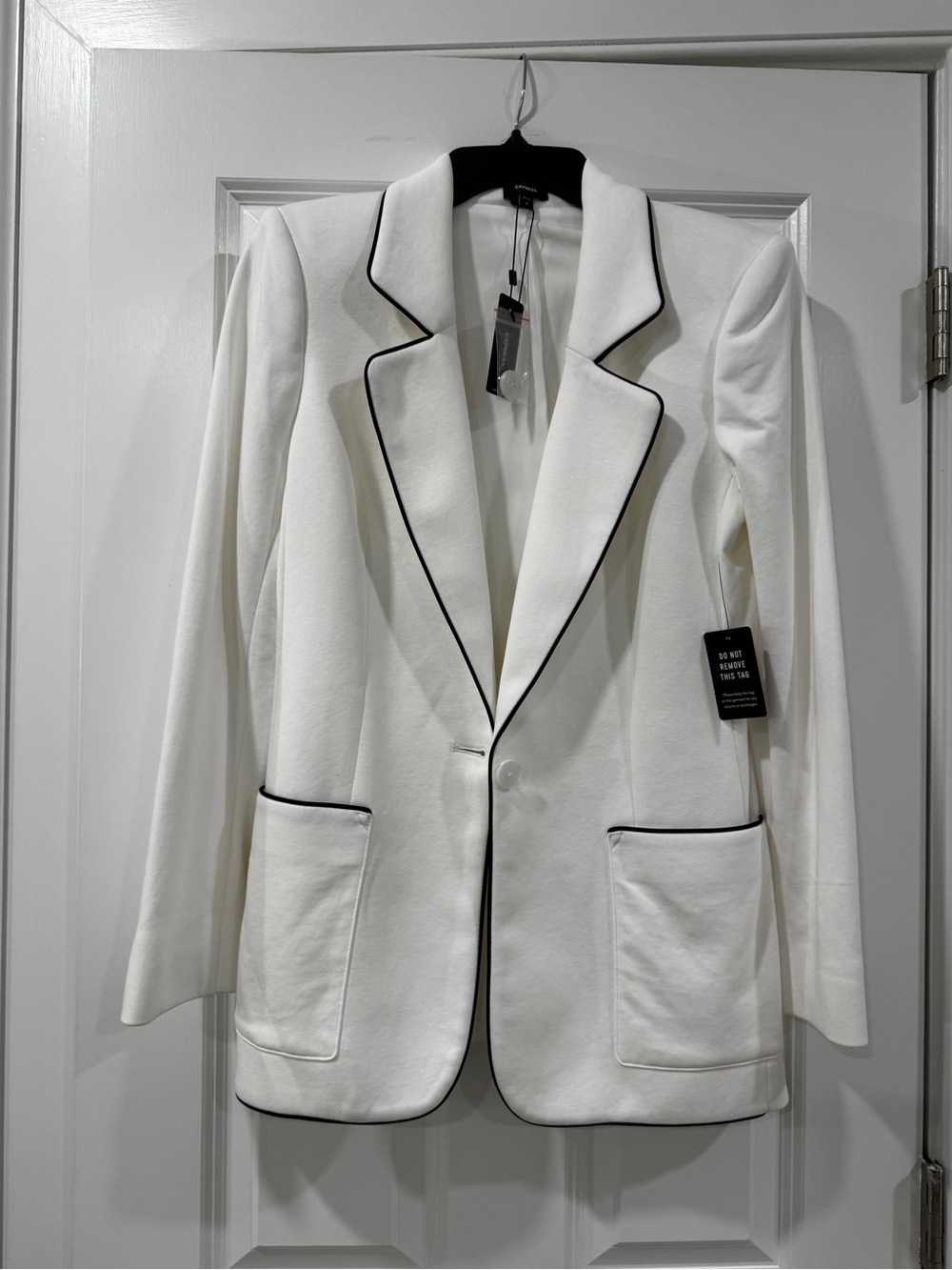 Express White Blazer with Black Piping
